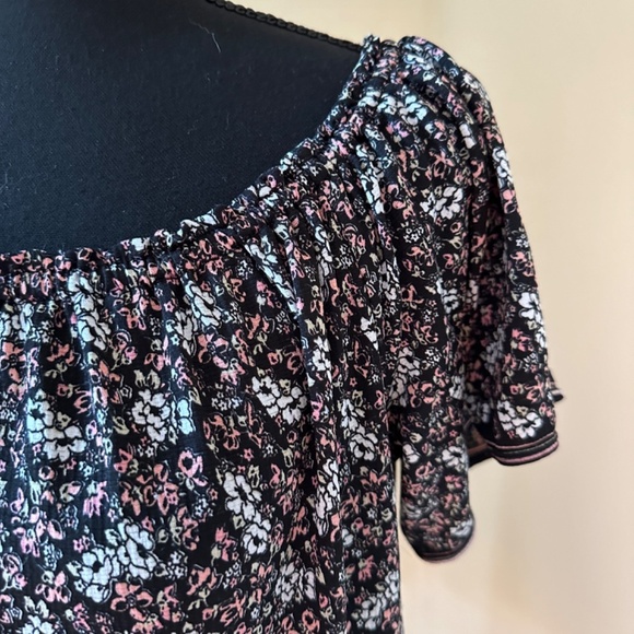 *MAX STUDIO* Pink x Black Floral Short Sleeve Dress Size Large - Picture 3 of 7